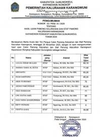 Hasil ujian pengisian pamong kalurahan karangwuni